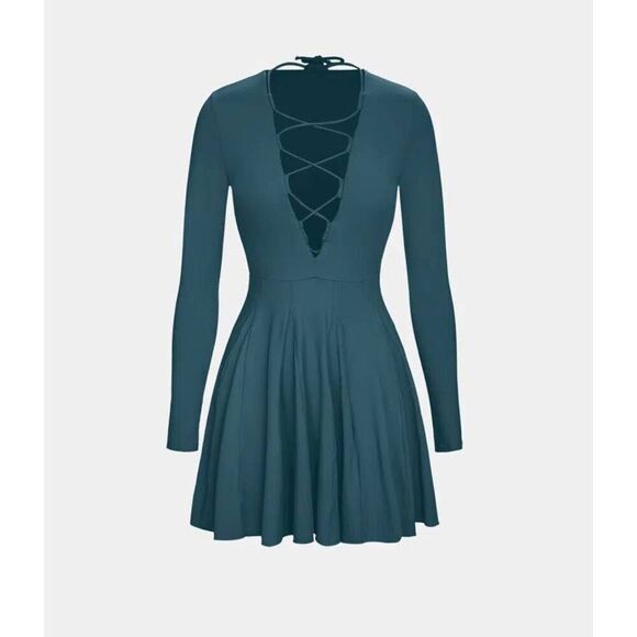 Halara Lace Up Long Sleeve Mini Dress - Picture 7 of 7